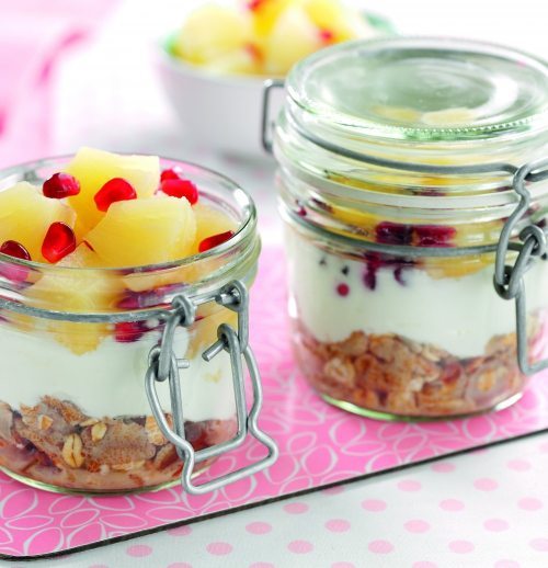Pineapple and Pomegranate Breakfast Pots