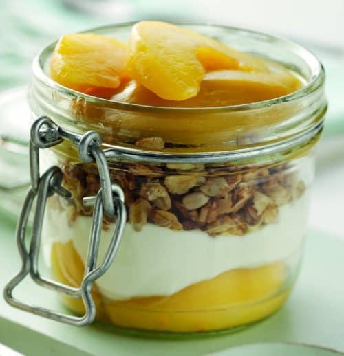 Mango and Peach Granola Breakfast