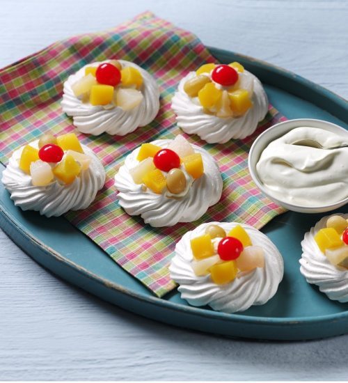 Mini Fruit Cocktail Pavlovas