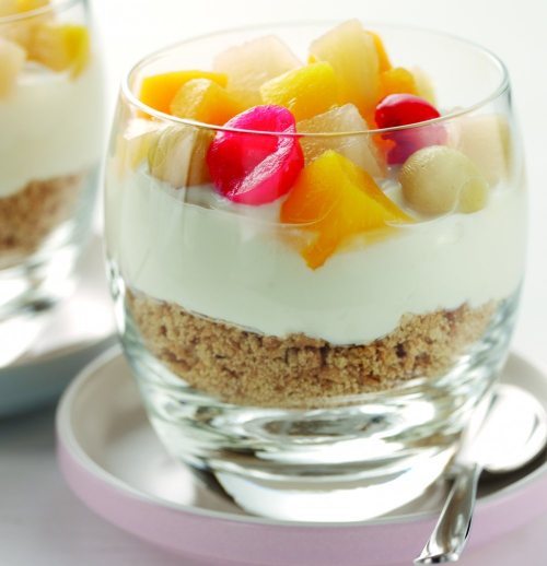 Fruit Cocktail Cheesecake Layers