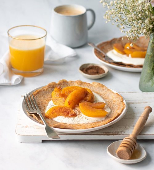 Pancakes with Caramelised Cinnamon Peach