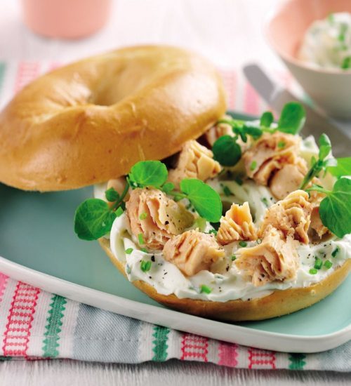 Pink Salmon and Cream Cheese Bagels
