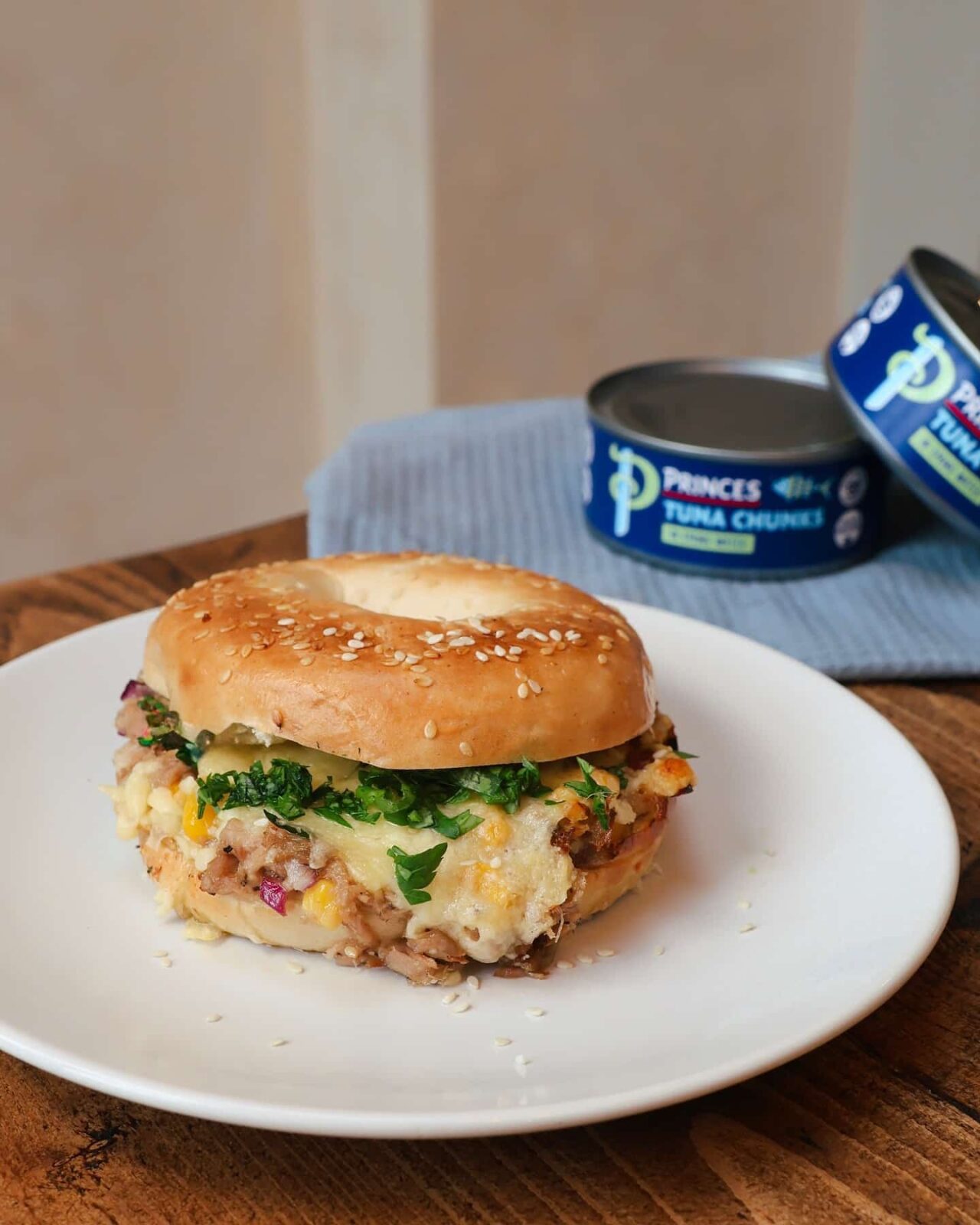 Air Fryer Tuna and Cheese Bagel
