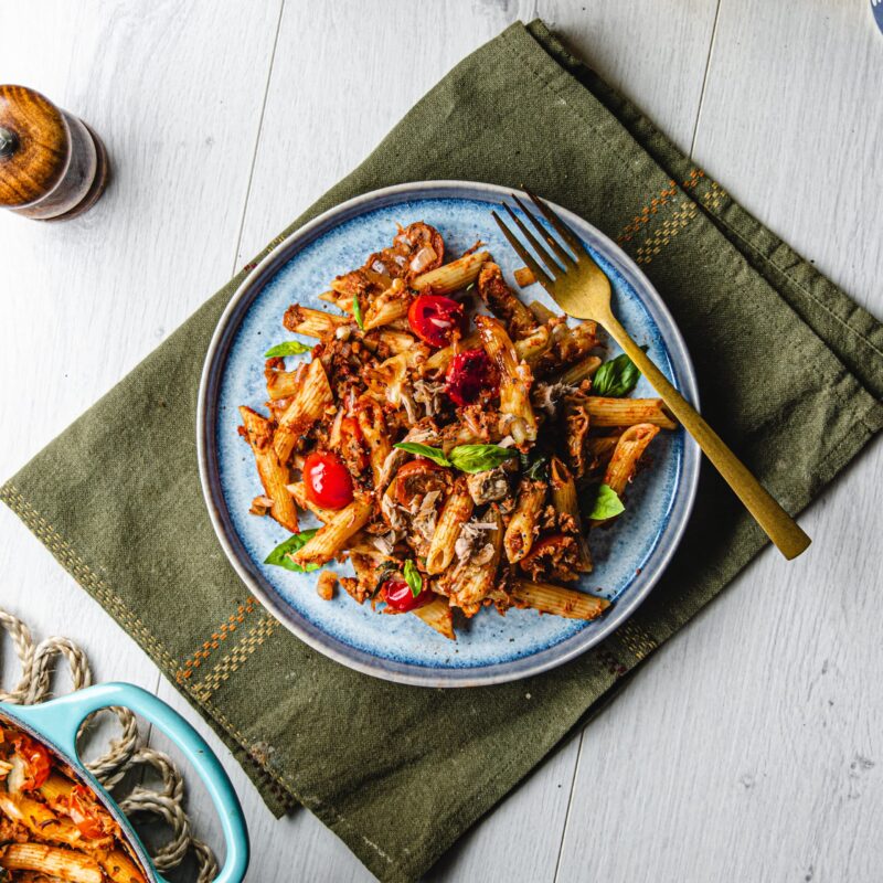 Simple Tuna & Cherry Tomato Pasta Bake