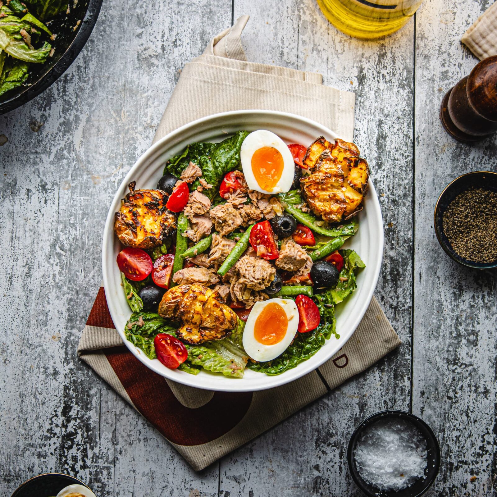 Crispy Smashed Potato Tuna Nicoise Salad