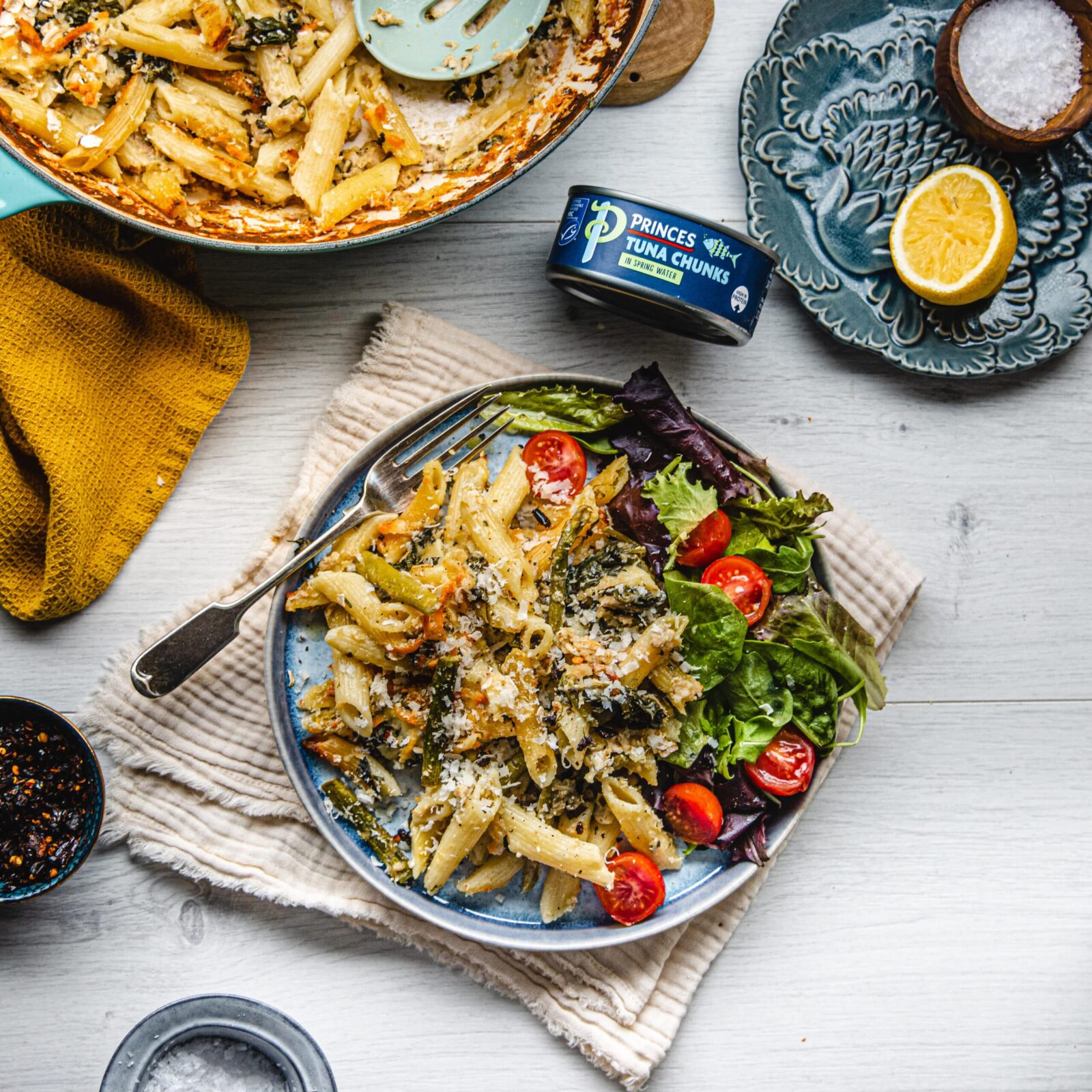 Tuna Pasta Bake With Spinach & Asparagus